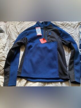 Spyder Blue and Black Half-Zip Fleece Pullover